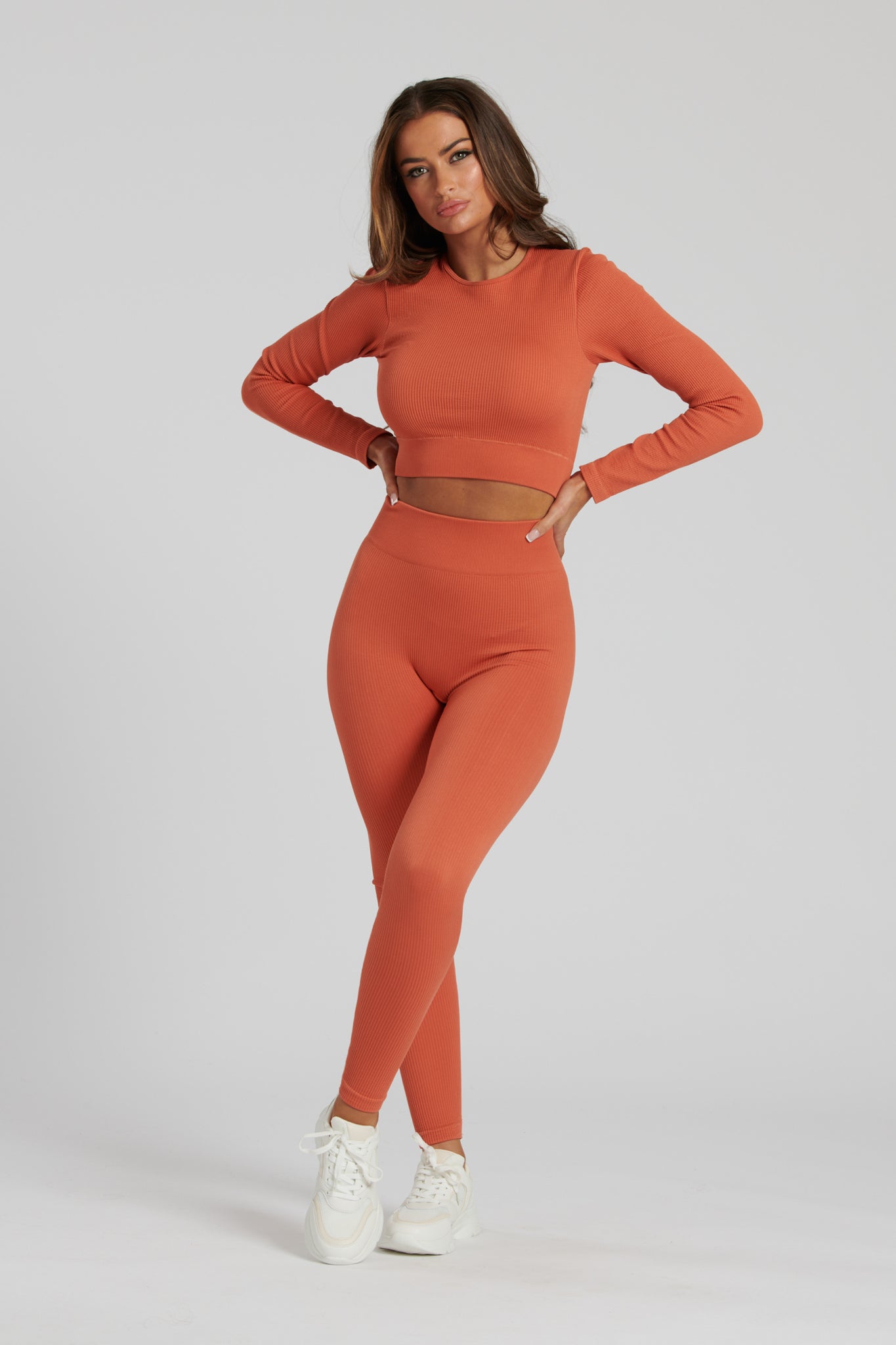 COPPER SEAMLESS RIB HIGH WAISTED LEGGINGS IN WASHED – Continental Textiles
