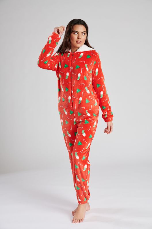 Ladies nightwear red christmas onesie Continental Textiles