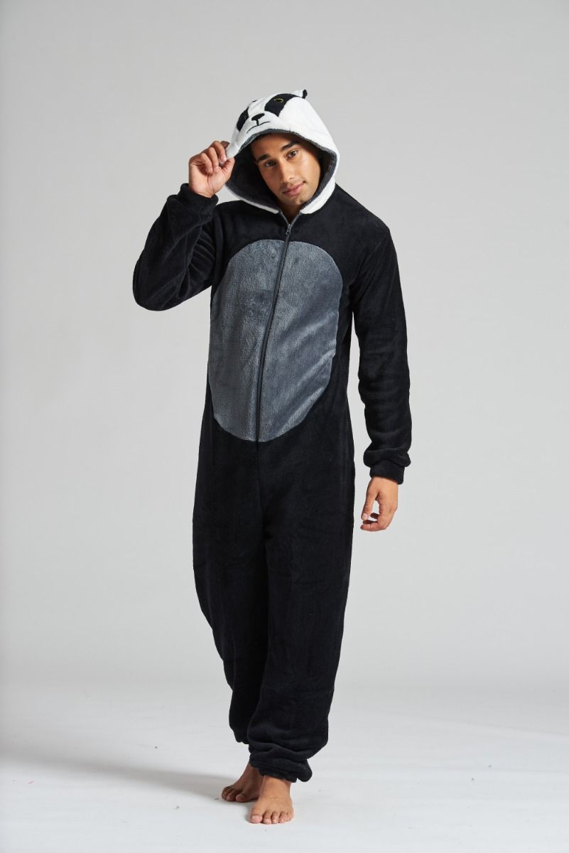 Men s Nightwear Novelty 3D Badger Onesie Continental Textiles