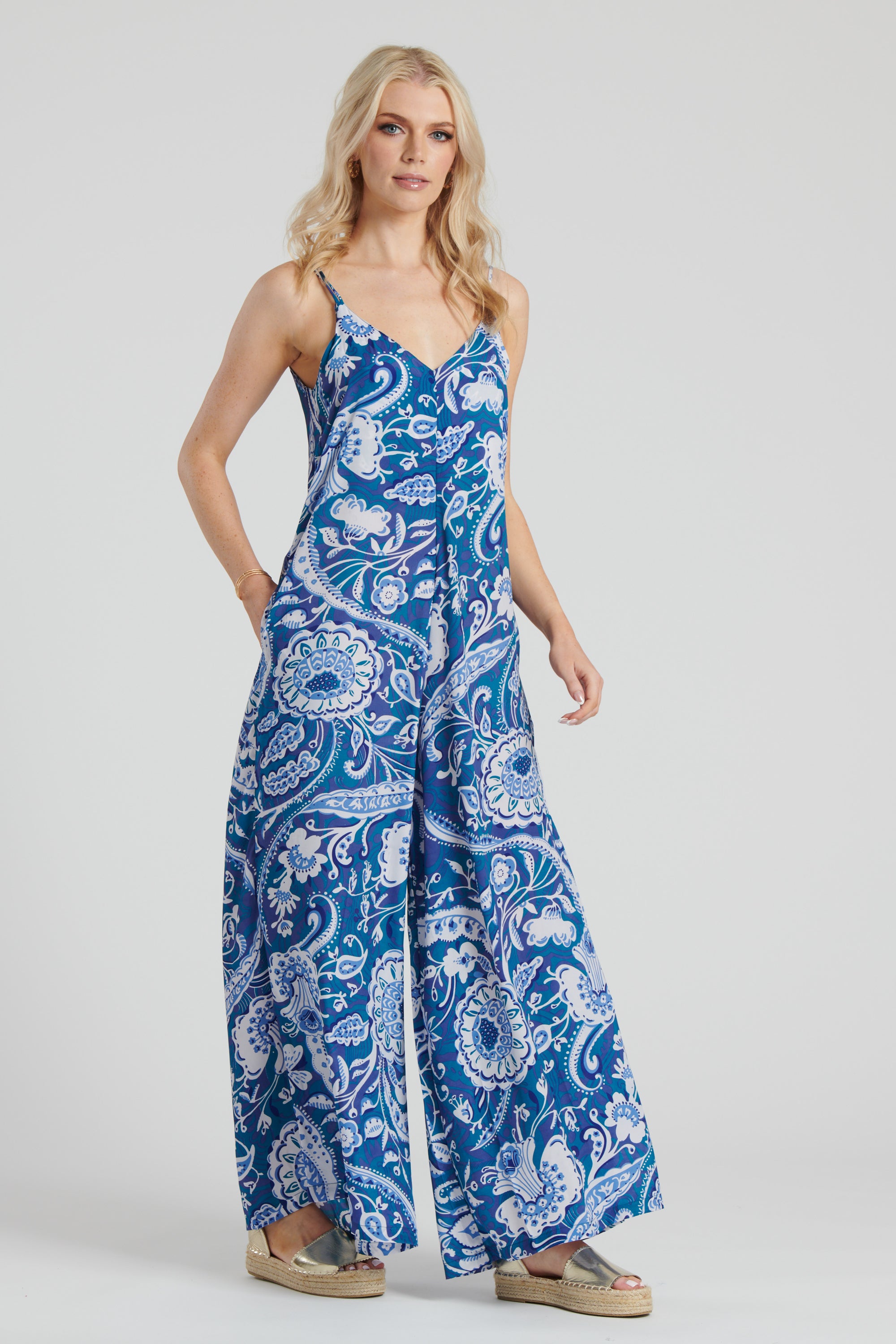 Blue 2025 paisley jumpsuit