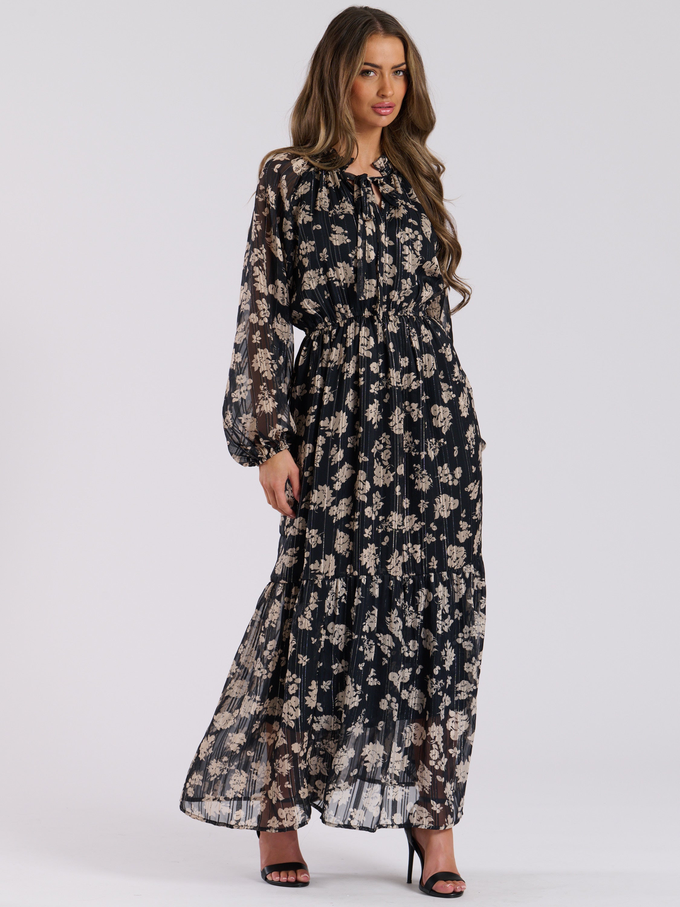 Black boho midi dress hotsell