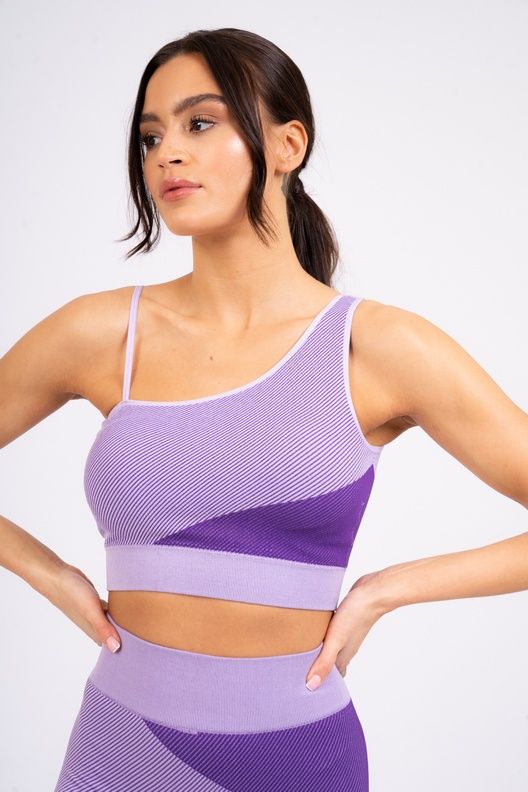 Lilac seamless colourblock sports bra – Continental Textiles